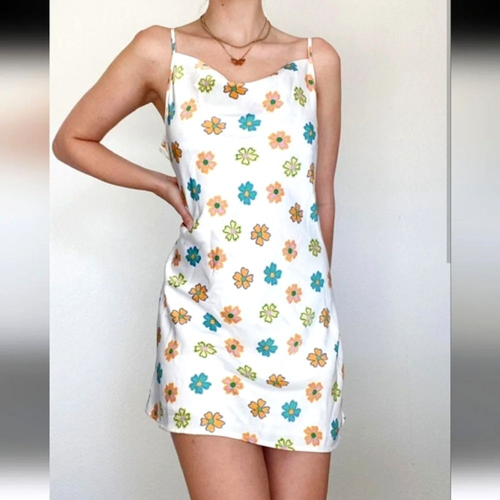 COTTON ON Women’s Floral Cowl Neck Slip Dress Small Y2K Cottagecore Dainty
